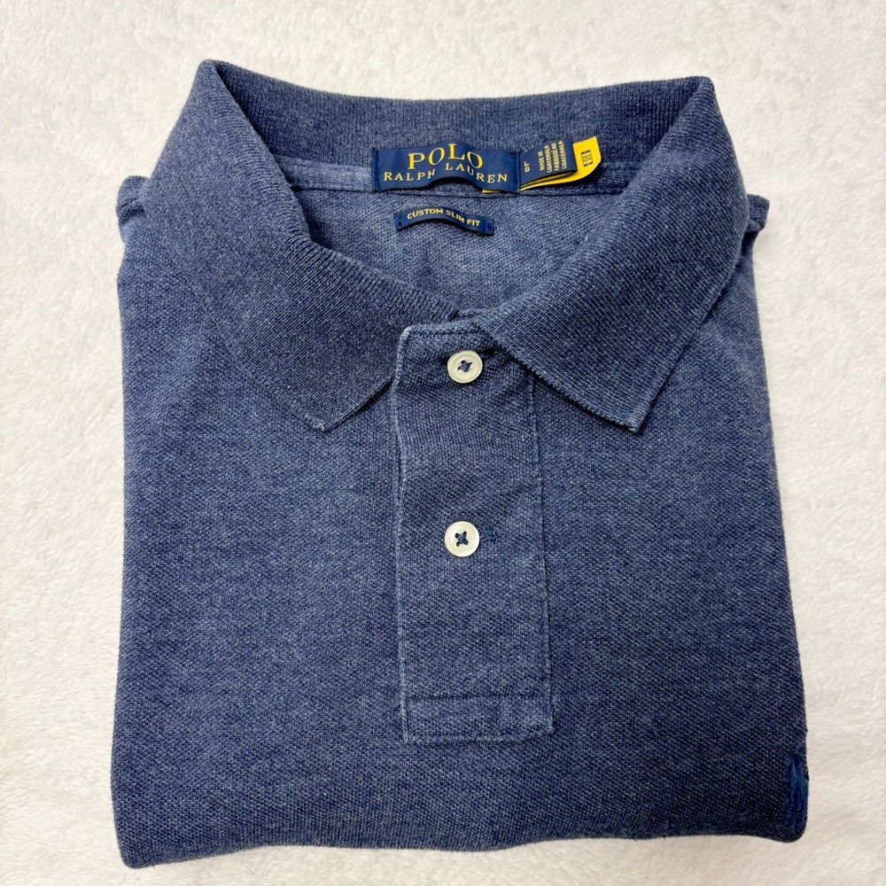 Polo by Ralph Lauren Slim Fit Cotton Navy Blue Polo Shirt Size L